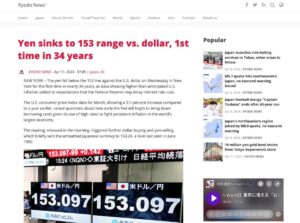 Yen sinks to 153