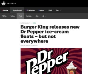 Burger King Dr Pepper ice-cream floats